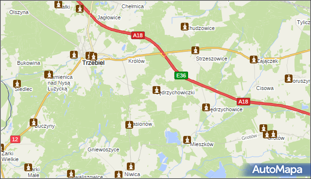 mapa Jędrzychowiczki, Jędrzychowiczki na mapie Targeo