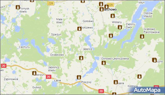 mapa Jeleńcz gmina Parchowo, Jeleńcz gmina Parchowo na mapie Targeo