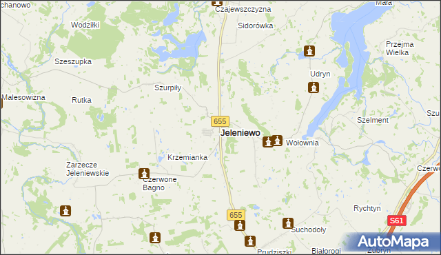 mapa Jeleniewo, Jeleniewo na mapie Targeo