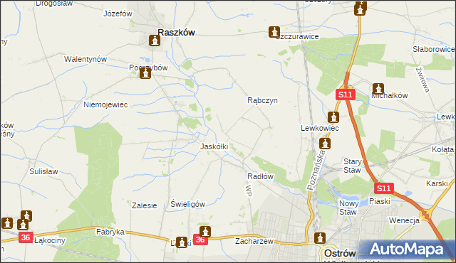 mapa Jelitów gmina Raszków, Jelitów gmina Raszków na mapie Targeo