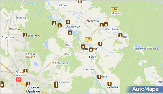 mapa Jemielnica, Jemielnica na mapie Targeo