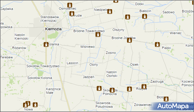 mapa Jerzewo gmina Kiernozia, Jerzewo gmina Kiernozia na mapie Targeo