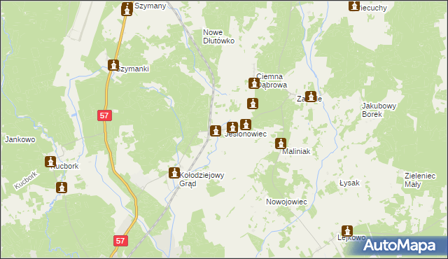 mapa Jesionowiec, Jesionowiec na mapie Targeo