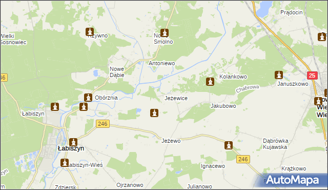 mapa Jeżewice gmina Łabiszyn, Jeżewice gmina Łabiszyn na mapie Targeo