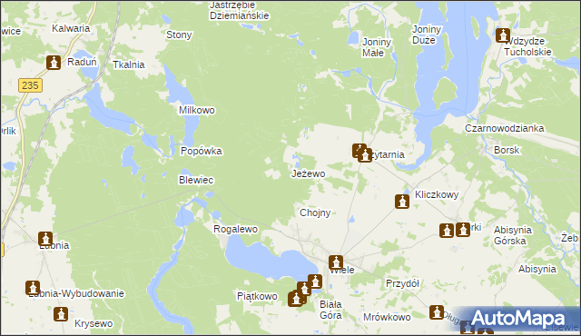 mapa Jeżewo gmina Karsin, Jeżewo gmina Karsin na mapie Targeo