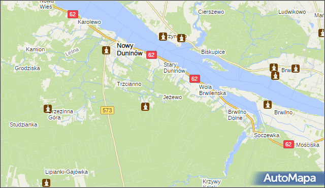 mapa Jeżewo gmina Nowy Duninów, Jeżewo gmina Nowy Duninów na mapie Targeo