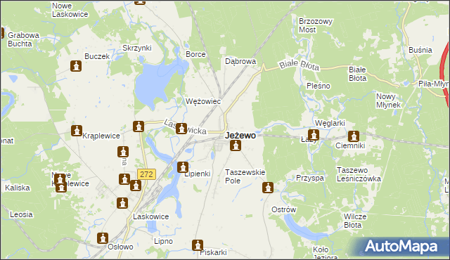 mapa Jeżewo powiat świecki, Jeżewo powiat świecki na mapie Targeo