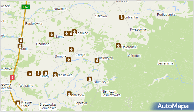 mapa Jezierzysk, Jezierzysk na mapie Targeo