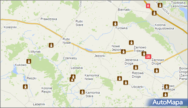 mapa Jeziorki gmina Augustów, Jeziorki gmina Augustów na mapie Targeo