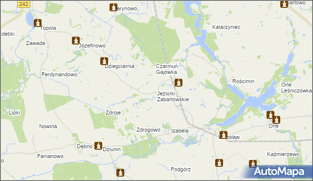 mapa Jeziorki Zabartowskie, Jeziorki Zabartowskie na mapie Targeo