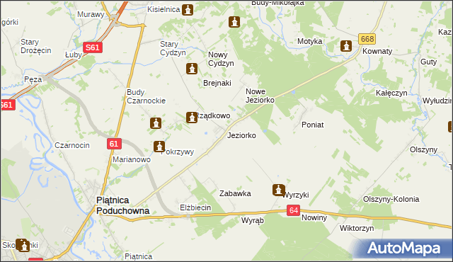 mapa Jeziorko gmina Piątnica, Jeziorko gmina Piątnica na mapie Targeo
