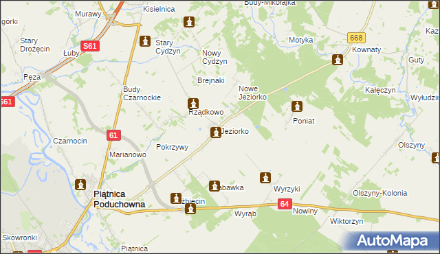 mapa Jeziorko gmina Piątnica, Jeziorko gmina Piątnica na mapie Targeo