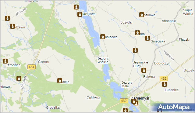 mapa Jeziory Wielkie, Jeziory Wielkie na mapie Targeo