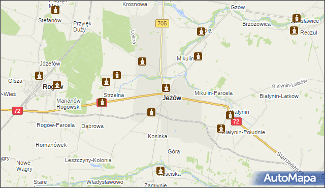 mapa Jeżów powiat brzeziński, Jeżów powiat brzeziński na mapie Targeo