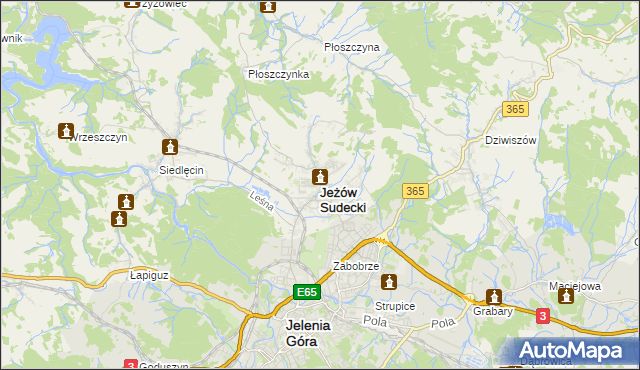 mapa Jeżów Sudecki, Jeżów Sudecki na mapie Targeo