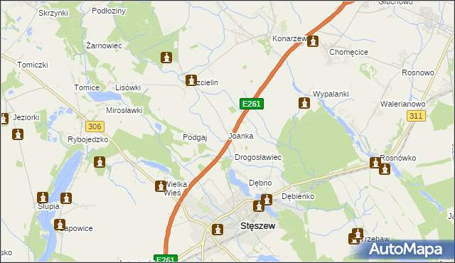 mapa Joanka gmina Dopiewo, Joanka gmina Dopiewo na mapie Targeo