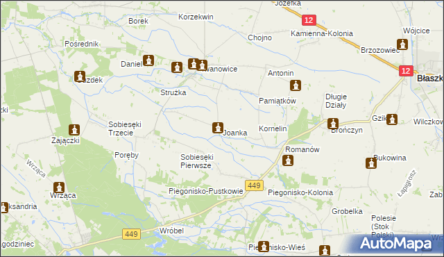 mapa Joanka gmina Szczytniki, Joanka gmina Szczytniki na mapie Targeo