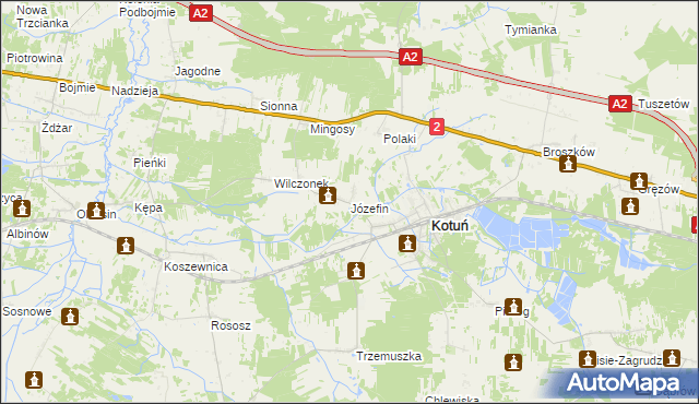 mapa Józefin gmina Kotuń, Józefin gmina Kotuń na mapie Targeo