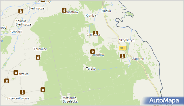 mapa Józefów gmina Dubienka, Józefów gmina Dubienka na mapie Targeo