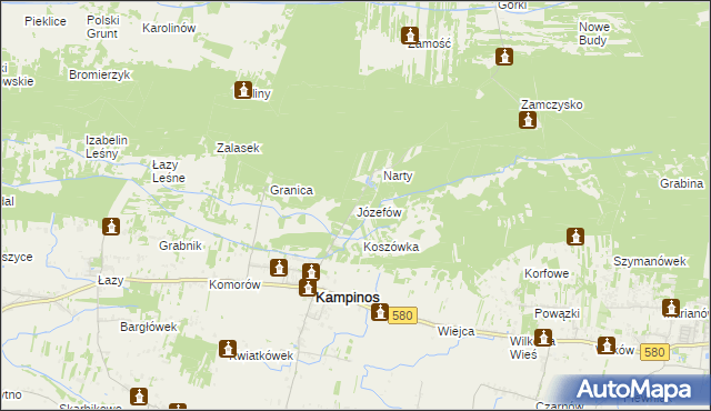 mapa Józefów gmina Kampinos, Józefów gmina Kampinos na mapie Targeo