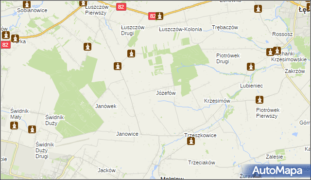 mapa Józefów gmina Mełgiew, Józefów gmina Mełgiew na mapie Targeo