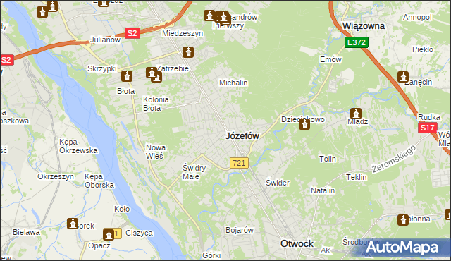 mapa Józefów powiat otwocki, Józefów powiat otwocki na mapie Targeo