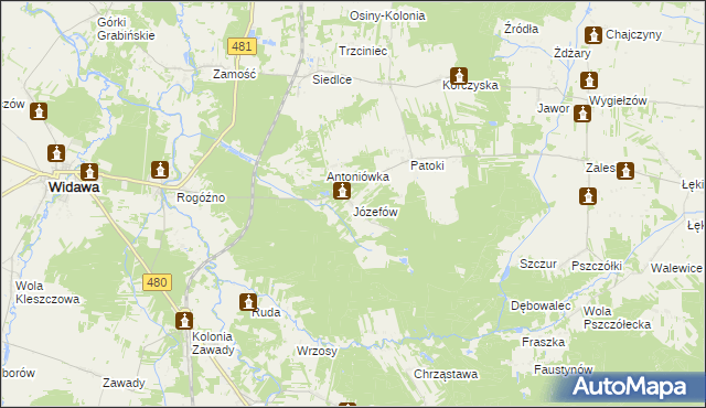 mapa Józefów Widawski, Józefów Widawski na mapie Targeo