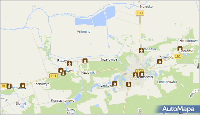 mapa Józefowice gmina Szamocin, Józefowice gmina Szamocin na mapie Targeo