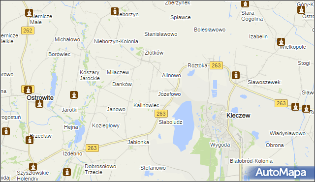 mapa Józefowo gmina Kleczew, Józefowo gmina Kleczew na mapie Targeo