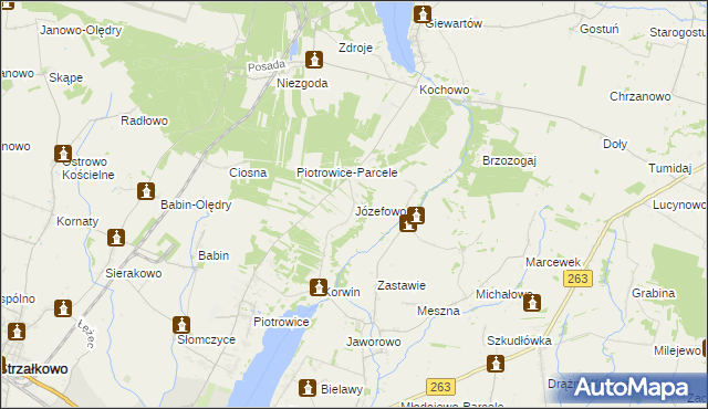 mapa Józefowo gmina Słupca, Józefowo gmina Słupca na mapie Targeo