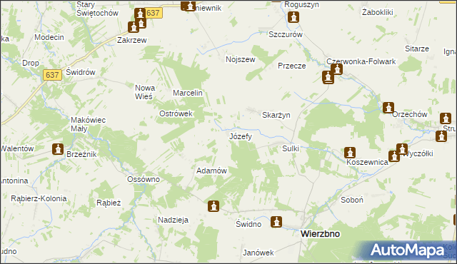 mapa Józefy, Józefy na mapie Targeo