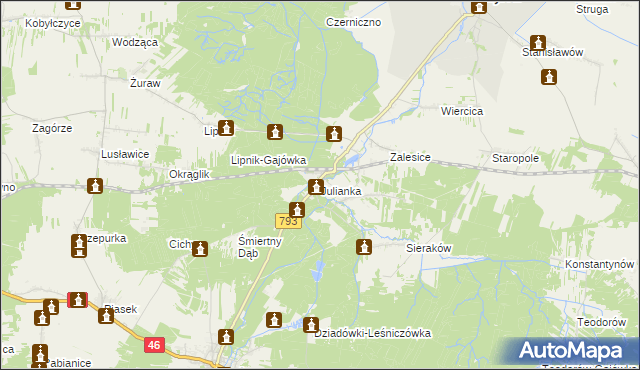 mapa Julianka gmina Przyrów, Julianka gmina Przyrów na mapie Targeo