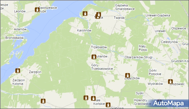 mapa Julianów gmina Mniszków, Julianów gmina Mniszków na mapie Targeo