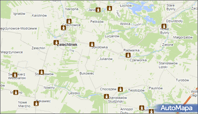 mapa Julianów gmina Żelechlinek, Julianów gmina Żelechlinek na mapie Targeo