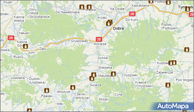 mapa Jurków gmina Dobra, Jurków gmina Dobra na mapie Targeo