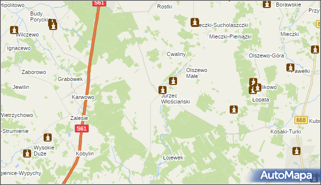 mapa Jurzec Włościański, Jurzec Włościański na mapie Targeo