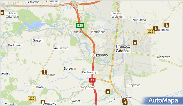 mapa Juszkowo, Juszkowo na mapie Targeo