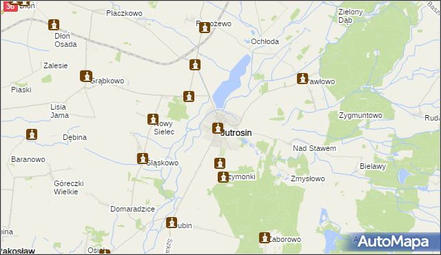 mapa Jutrosin powiat rawicki, Jutrosin powiat rawicki na mapie Targeo