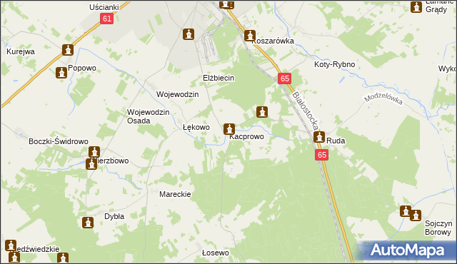 mapa Kacprowo, Kacprowo na mapie Targeo
