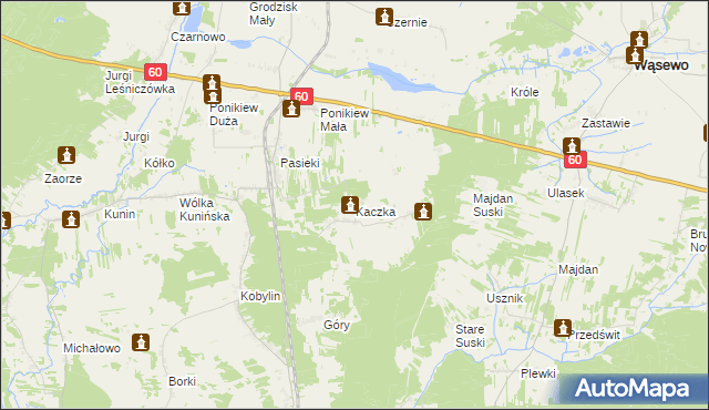 mapa Kaczka gmina Goworowo, Kaczka gmina Goworowo na mapie Targeo