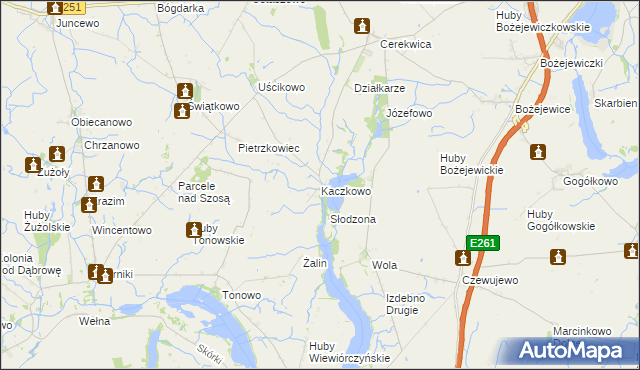 mapa Kaczkowo gmina Żnin, Kaczkowo gmina Żnin na mapie Targeo