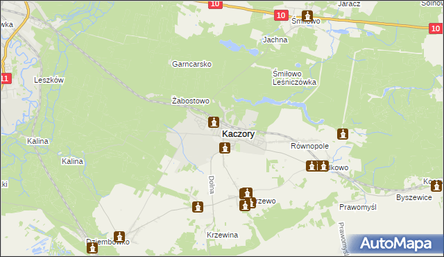 mapa Kaczory powiat pilski, Kaczory powiat pilski na mapie Targeo