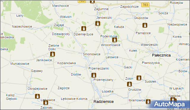 mapa Kaczowice gmina Radziemice, Kaczowice gmina Radziemice na mapie Targeo