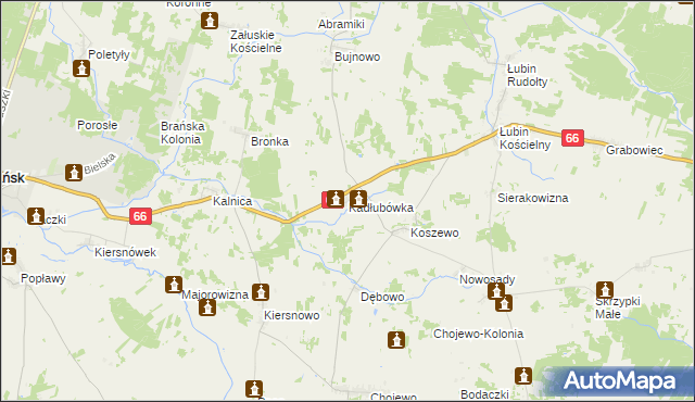 mapa Kadłubówka gmina Brańsk, Kadłubówka gmina Brańsk na mapie Targeo