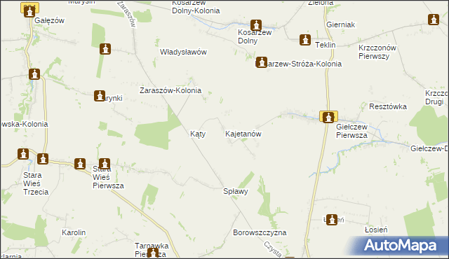 mapa Kajetanów gmina Wysokie, Kajetanów gmina Wysokie na mapie Targeo