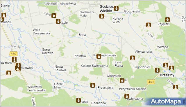 mapa Kakawa-Kolonia, Kakawa-Kolonia na mapie Targeo