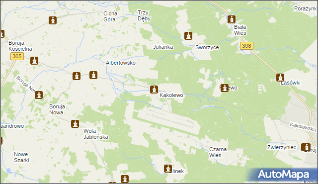 mapa Kąkolewo gmina Grodzisk Wielkopolski, Kąkolewo gmina Grodzisk Wielkopolski na mapie Targeo