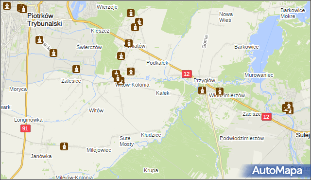 mapa Kałek gmina Sulejów, Kałek gmina Sulejów na mapie Targeo