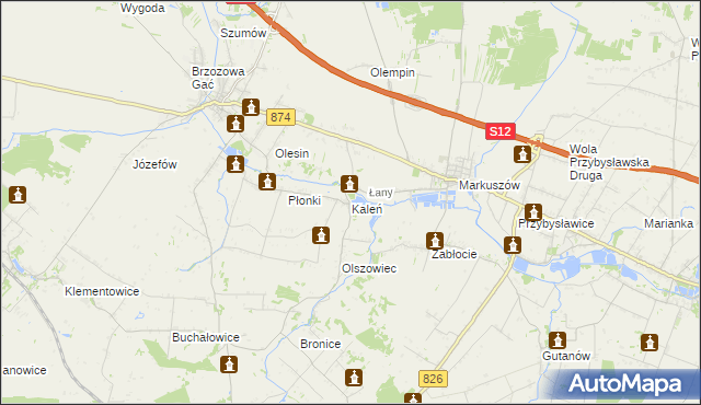 mapa Kaleń gmina Markuszów, Kaleń gmina Markuszów na mapie Targeo