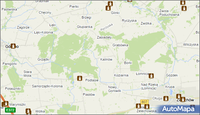 mapa Kalinów gmina Żelechów, Kalinów gmina Żelechów na mapie Targeo